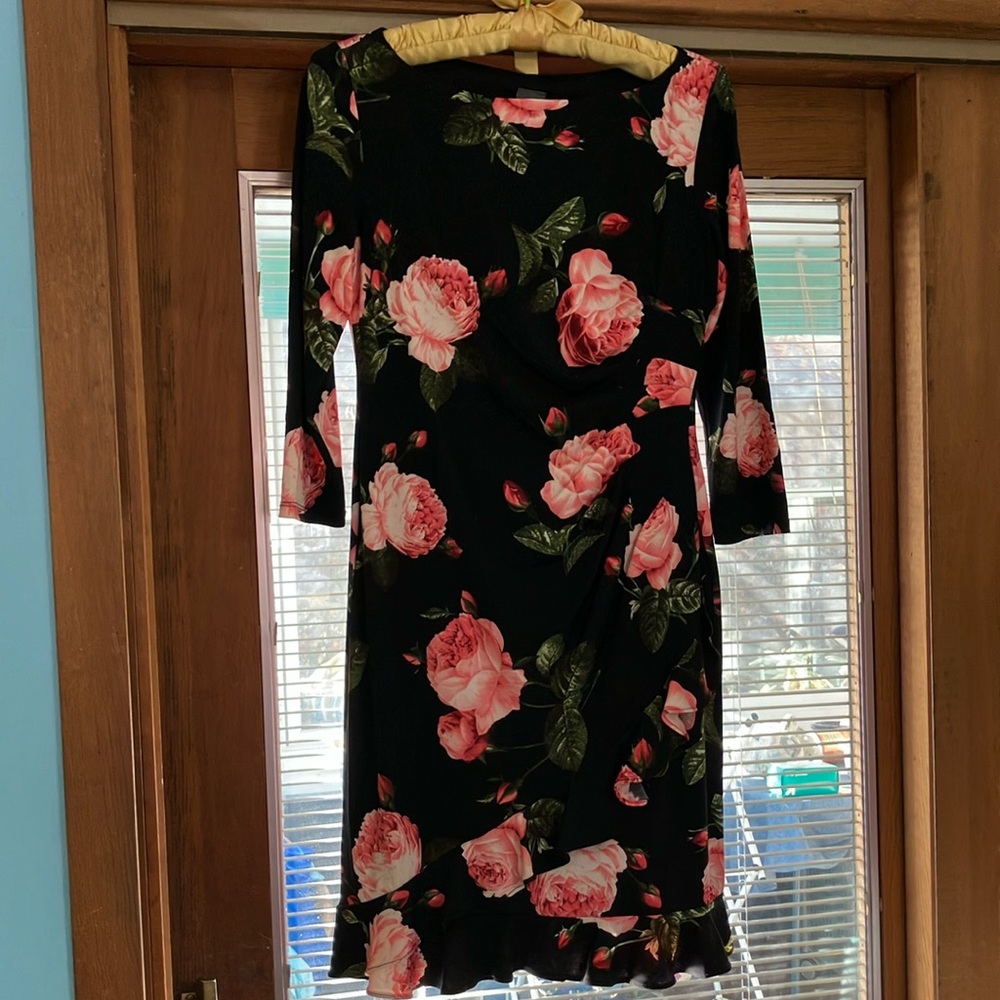 3/4 Sleeve Ruffle Hem Cocktail Dress